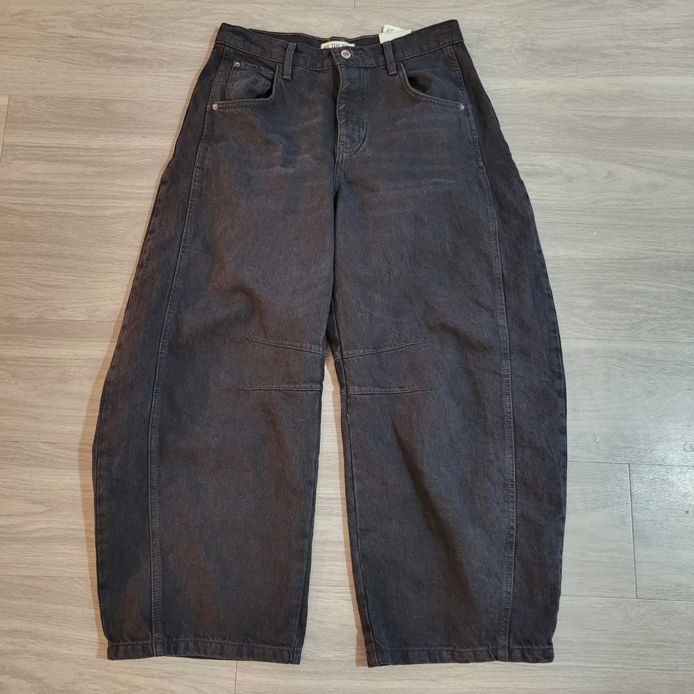 We The Free Free People Good Luck Mid Rise Barrel Jeans Black 28(30x26)